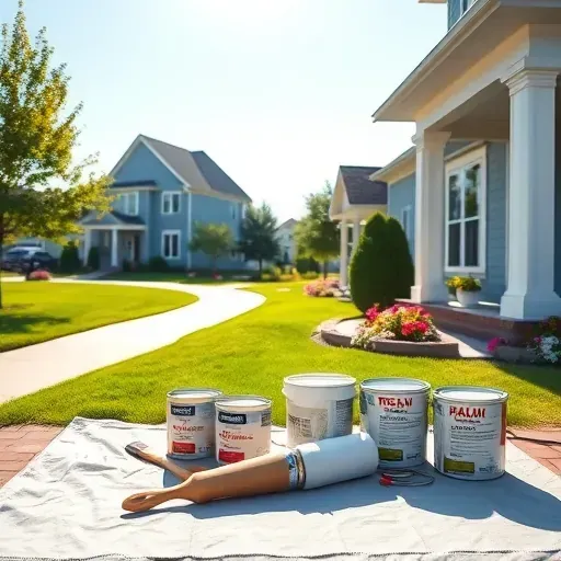 Freshly painted home in Butler, WI, features soft blue and white colors with quality tools and a manicured lawn.