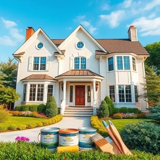Pristine residential exterior painted in warm whites and earthy blues, showcasing professional craftsmanship in Cedarburg WI.