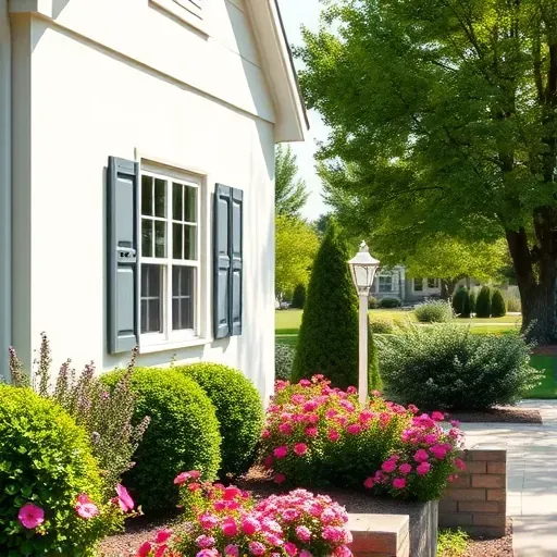 Freshly painted suburban home in St. Francis WI with cream color, white trim, vibrant garden, and peaceful neighborhood.
