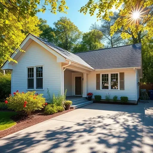 Completed painting project in Kenosha WI showcases charming house with soft colors, white trim, and vibrant landscaping.