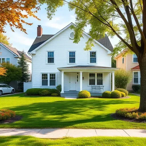 Exterior of a professionally painted home in Whitefish Bay, WI with white façade, lush lawn, and serene neighborhood setting.