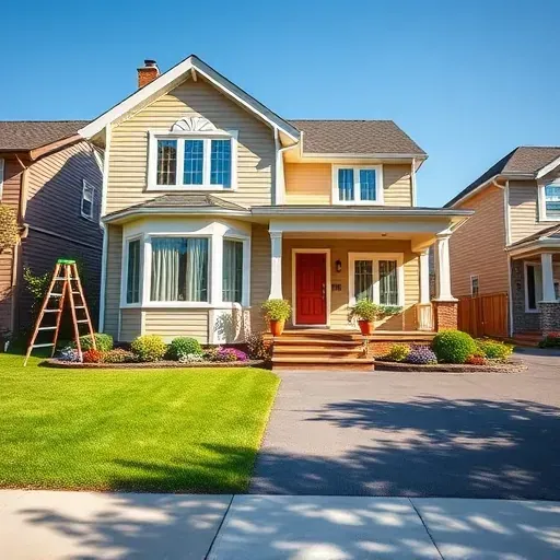 Completed residential painting project in Brown Deer, WI with vibrant colors, white trim, and lush landscaping.