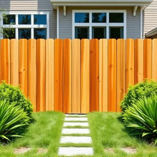 Freshly painted wooden fence in Milwaukee backyard with lush grass and modern house in bright daylight