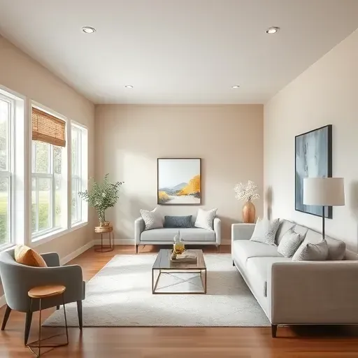 Modern Burlington living room with freshly painted neutral walls, pastel accent walls, contemporary furniture, and natural light.