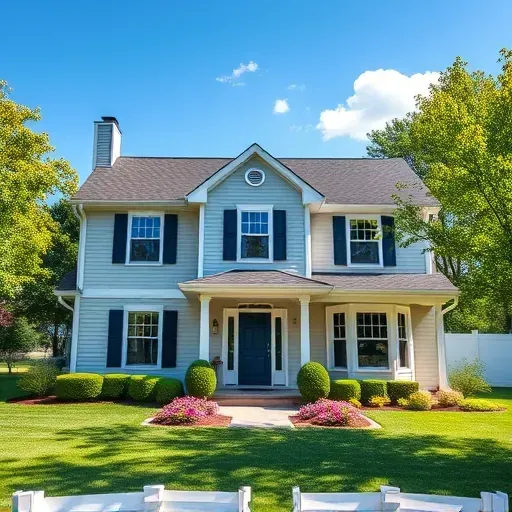 Recently painted residential house in New Berlin WI with vibrant colors, neat landscaping, and crisp lines highlighting craftsmanship.
