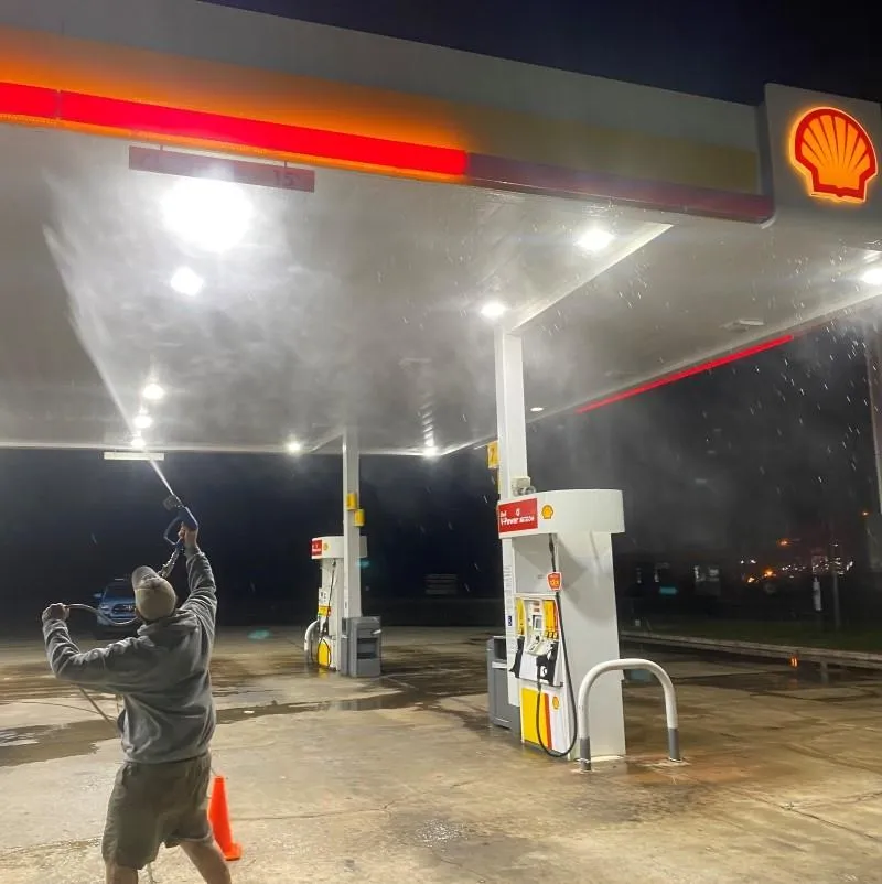 Gas Station Canopy Power Wash