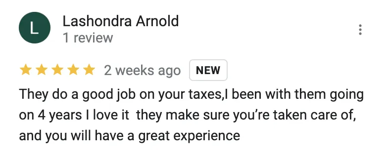 T&G Tax Service Google review 