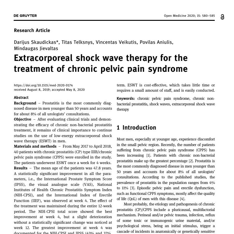 ESWT & Chronic Pelvic Pain