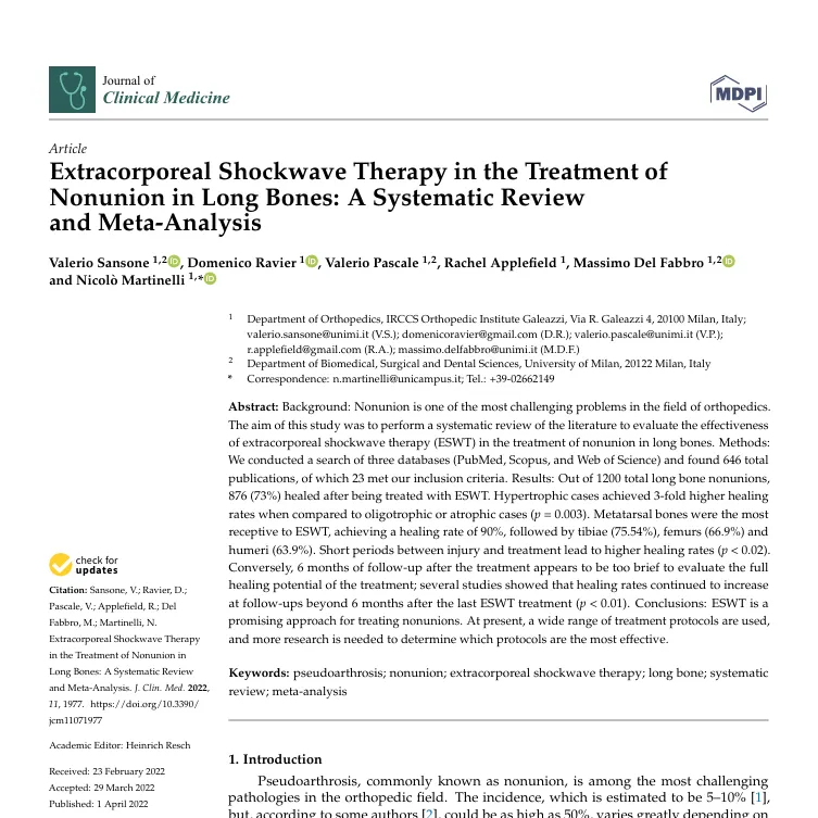 ESWT & the Treatment of nonunion in Long bones