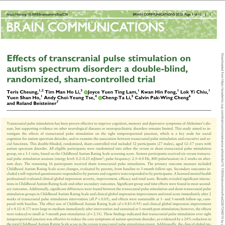 Transcranial stimulation & Autism