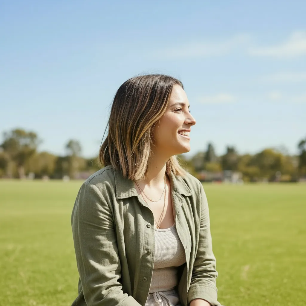 Happy, confident woman who is pain free