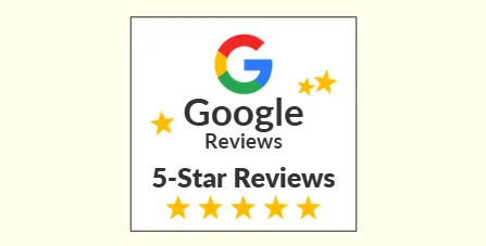 Phone showing a 5-star Google review rating (blog featured image)