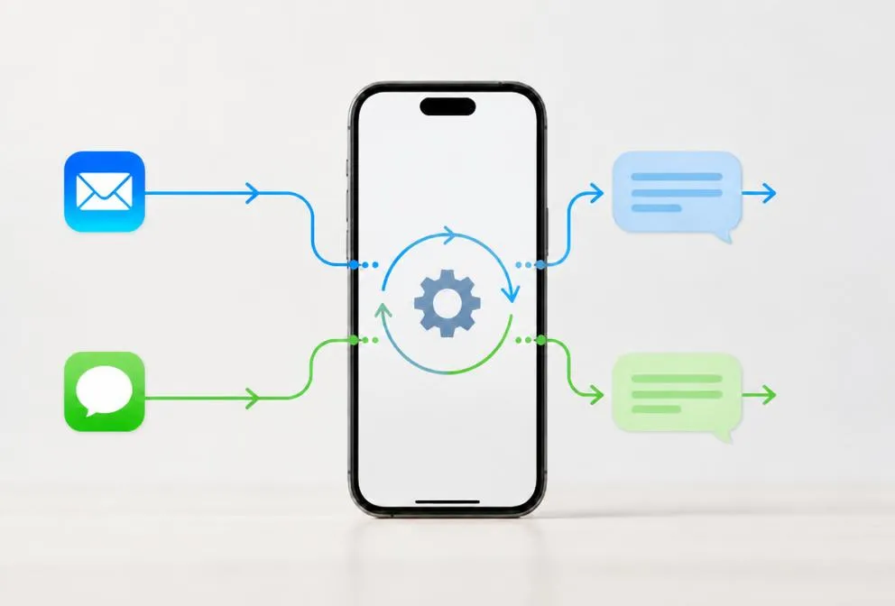 Tradie checking automated customer messages on a smartphone