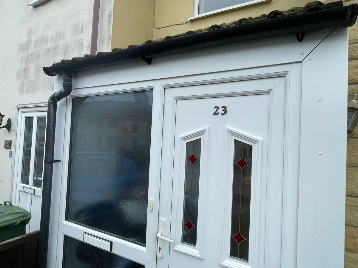 a window in a dark room