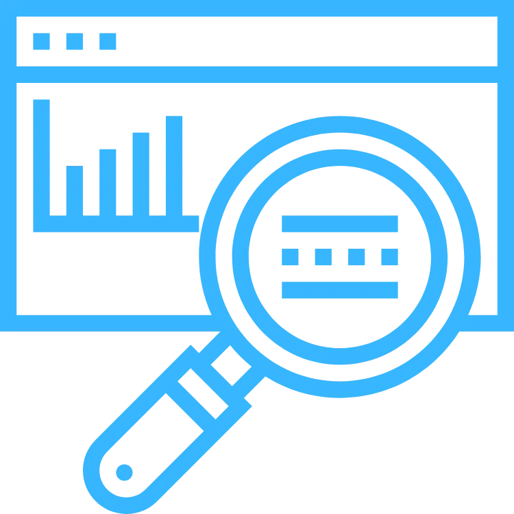 Graphical representation of data analysis with bar chart and magnifying glass, symbolizing marketing automation and lead generation for businesses.