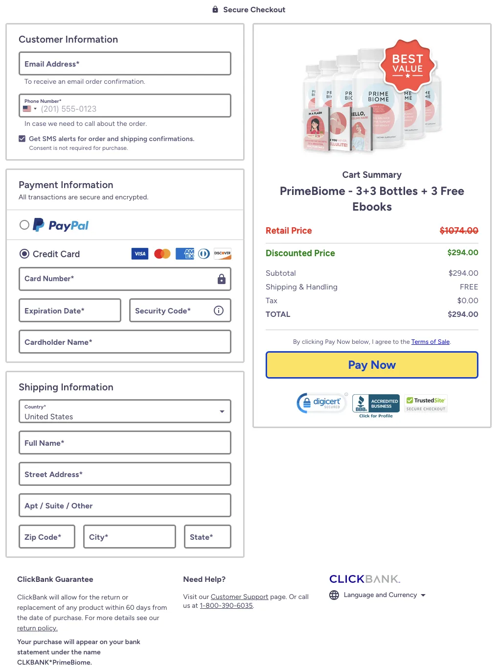 Prime Biome Order Page