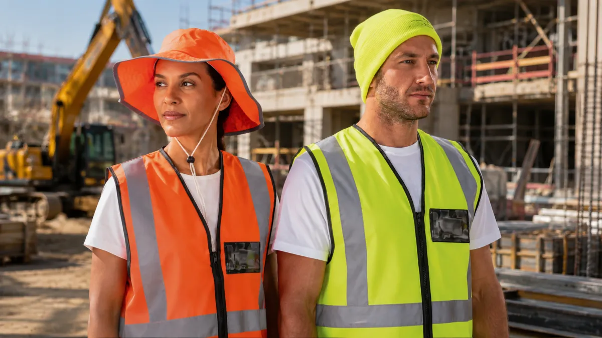 High visibility safety gear, visibility hat_ vest