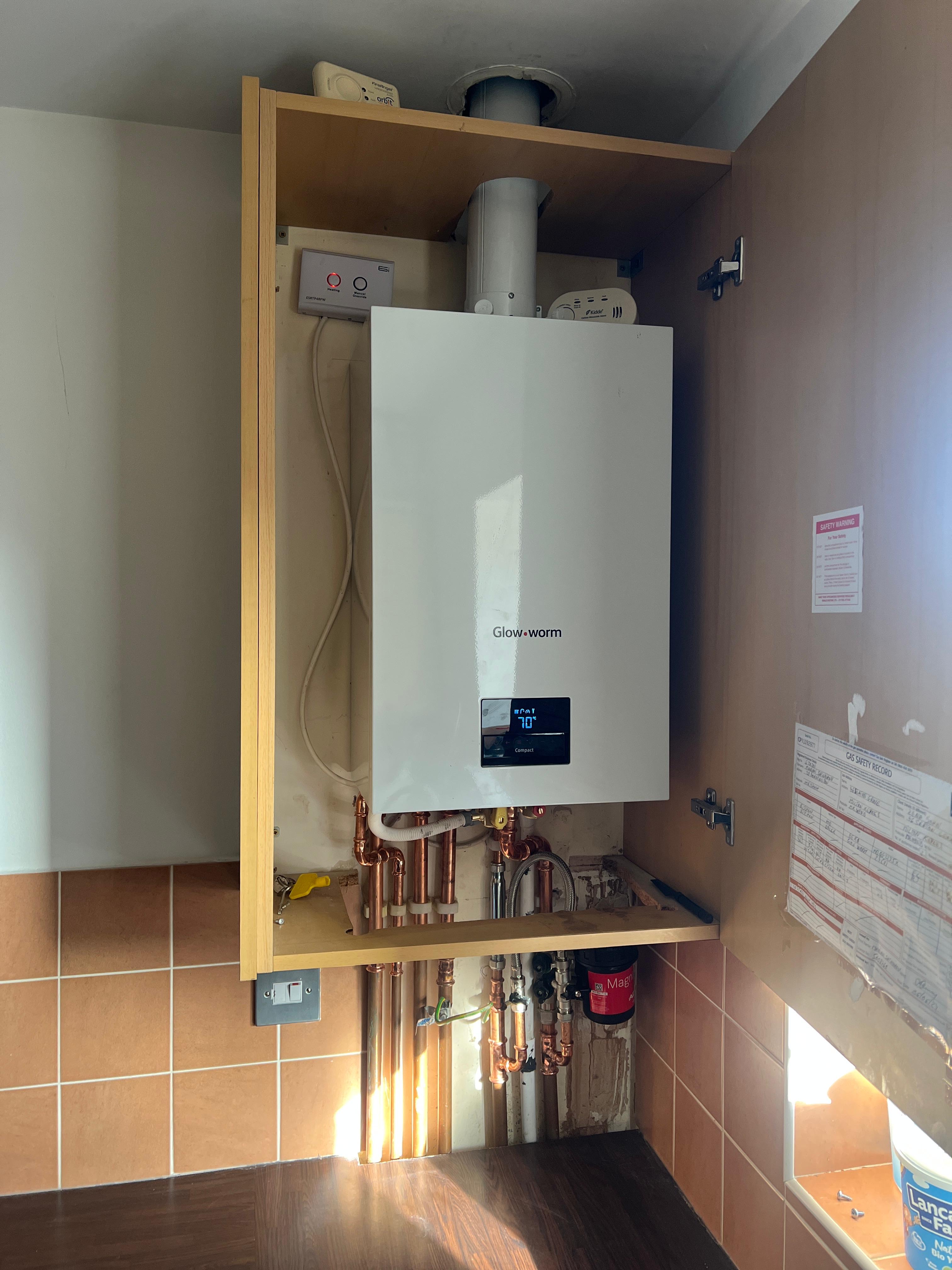 New energy-efficient combi boiler installation completed by Ako Plumbing in Milton Keynes.