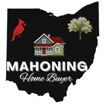 Mahoning Home Buyer logo featuring a house icon inside a black Ohio state map outline, serving Mahoning, Trumbull, and Columbiana counties.