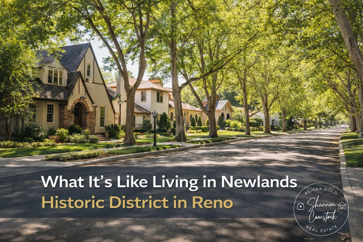 Historic homes and tree-lined streets in Newlands Historic District Reno Nevada