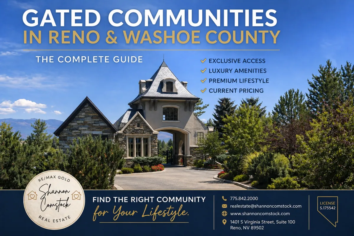Gated community entrance in Reno Nevada representing luxury gated neighborhoods including Montreux ArrowCreek Rancharrah and Lakeridge Shores