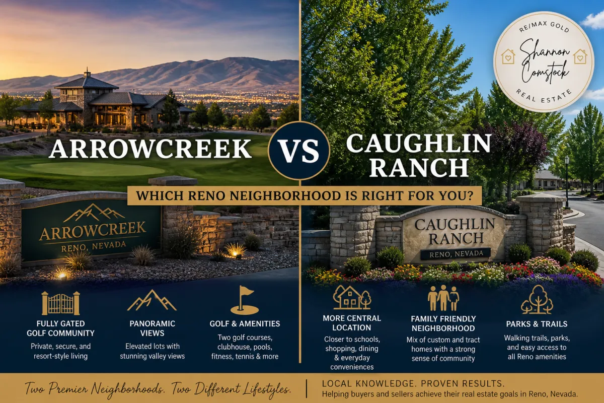 ArrowCreek vs Caughlin Ranch luxury neighborhoods in Reno Nevada comparison of gated golf community versus established family neighborhood in Southwest Reno