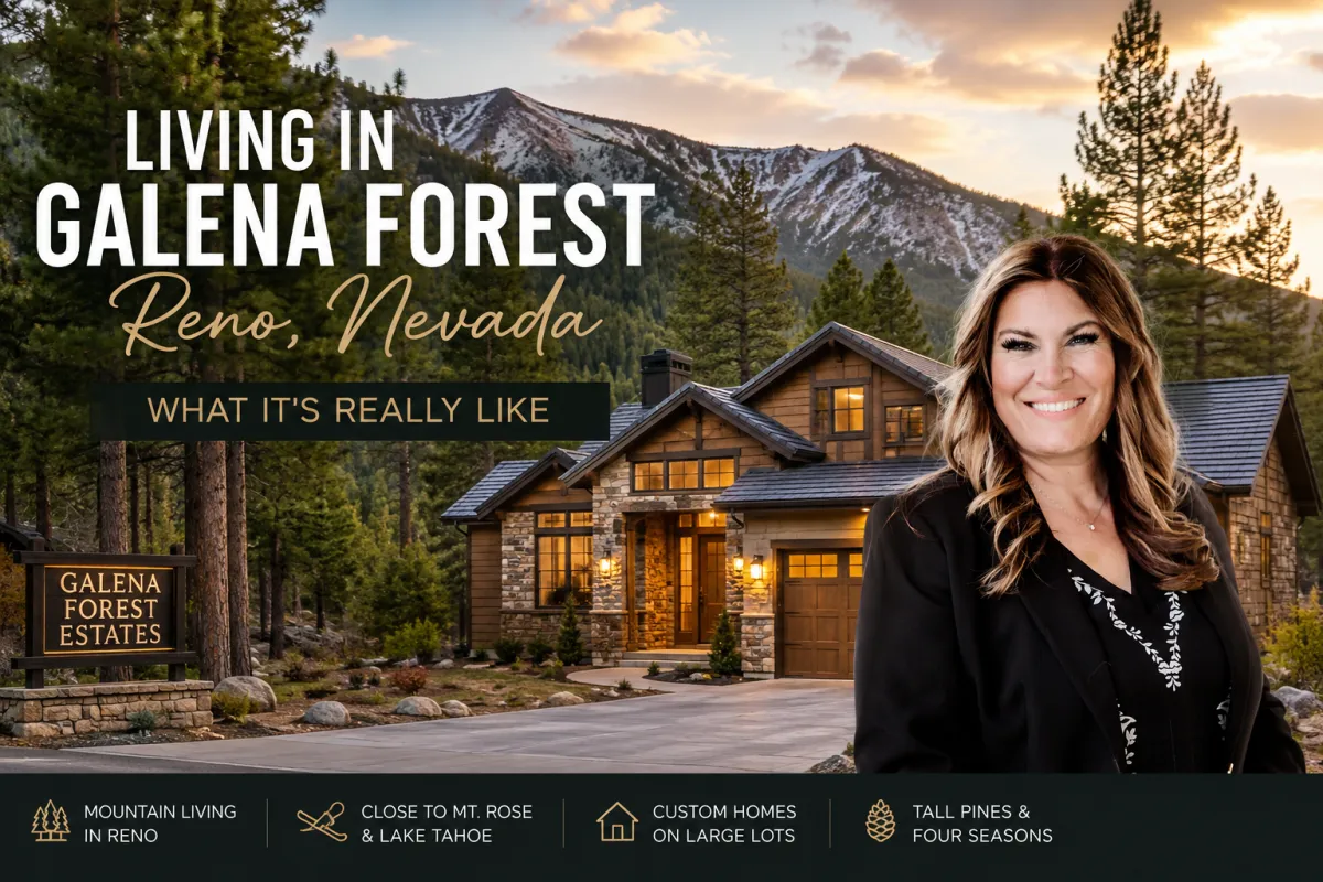 Custom luxury homes among tall pine trees in Galena Forest Reno Nevada near Mt. Rose Highway in Washoe County.