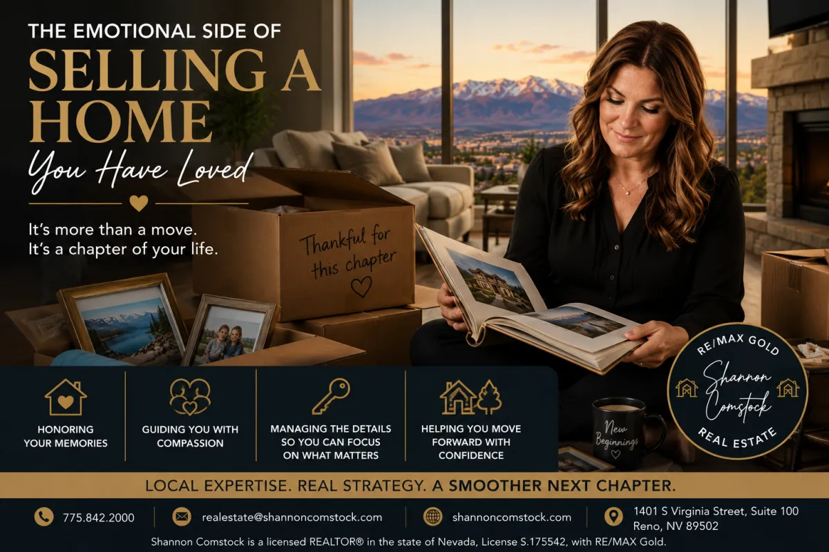 A peaceful Reno backyard patio representing the emotional journey of selling a beloved home in Washoe County