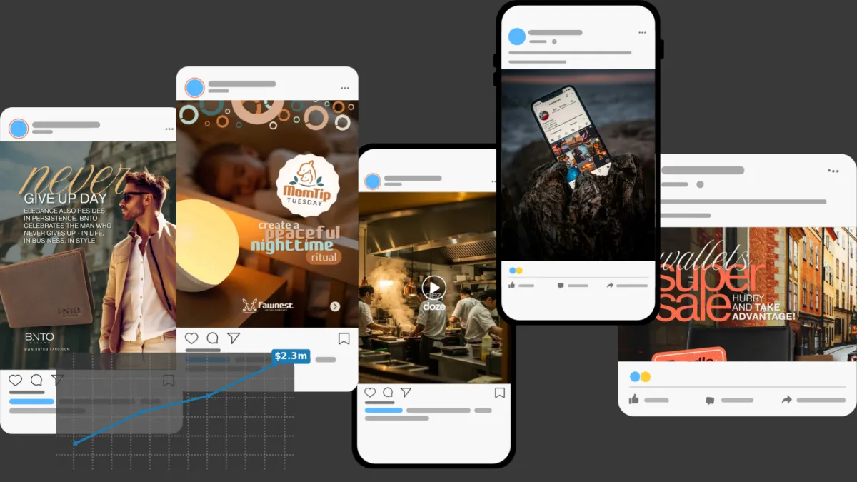 Facebook and Google Ads creative examples from Infused Ads campaigns for small businesses