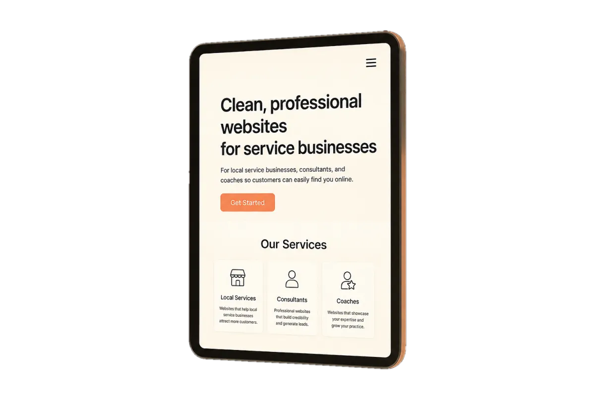 Example of a clean service-based website layout