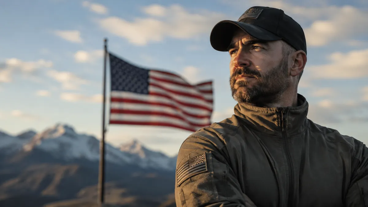 Veteran with the American flag