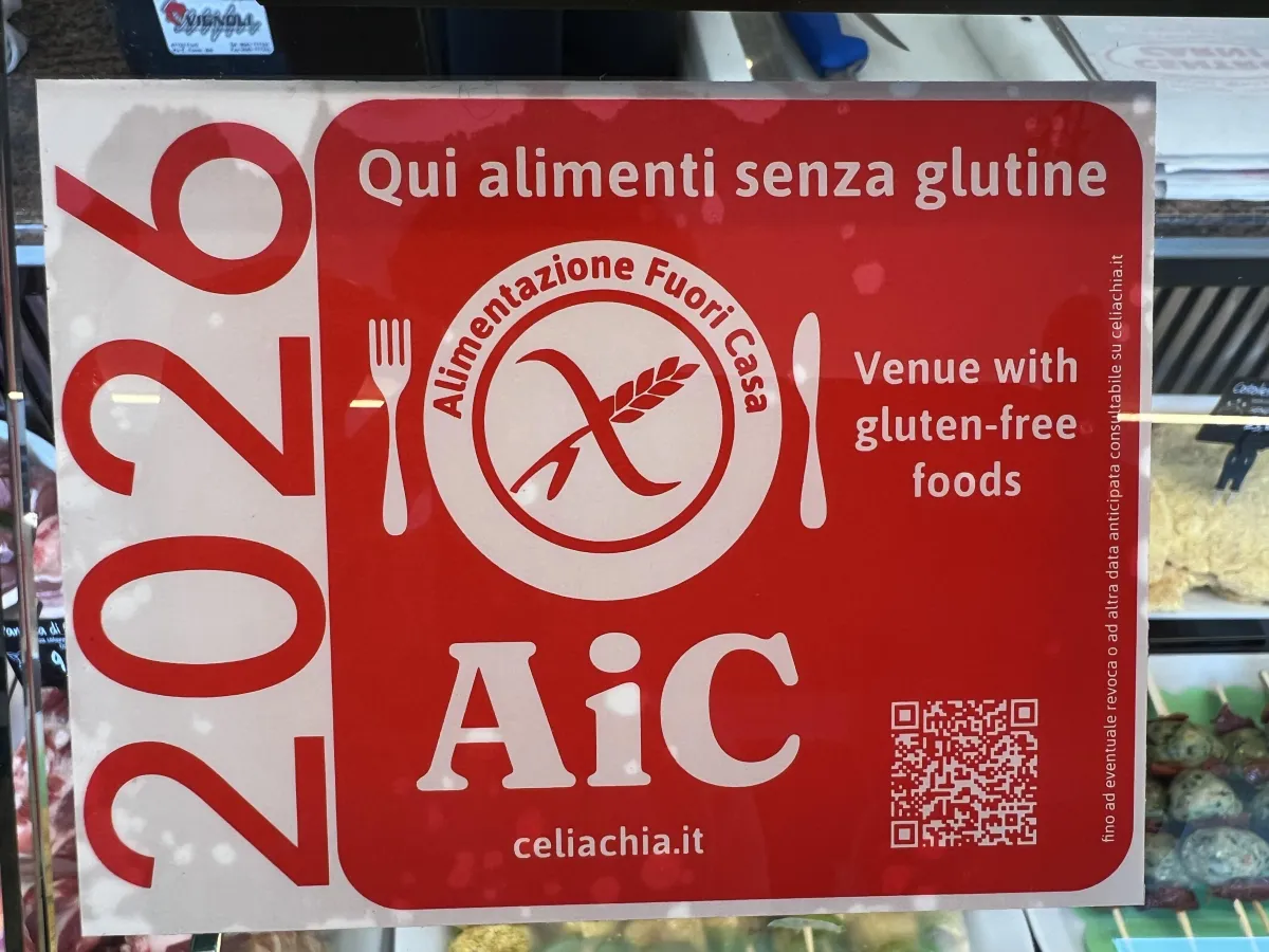 Adesivo ufficiale AIC 2026 Alimentazione Fuori Casa per Centro Carni Forlì macelleria senza glutine