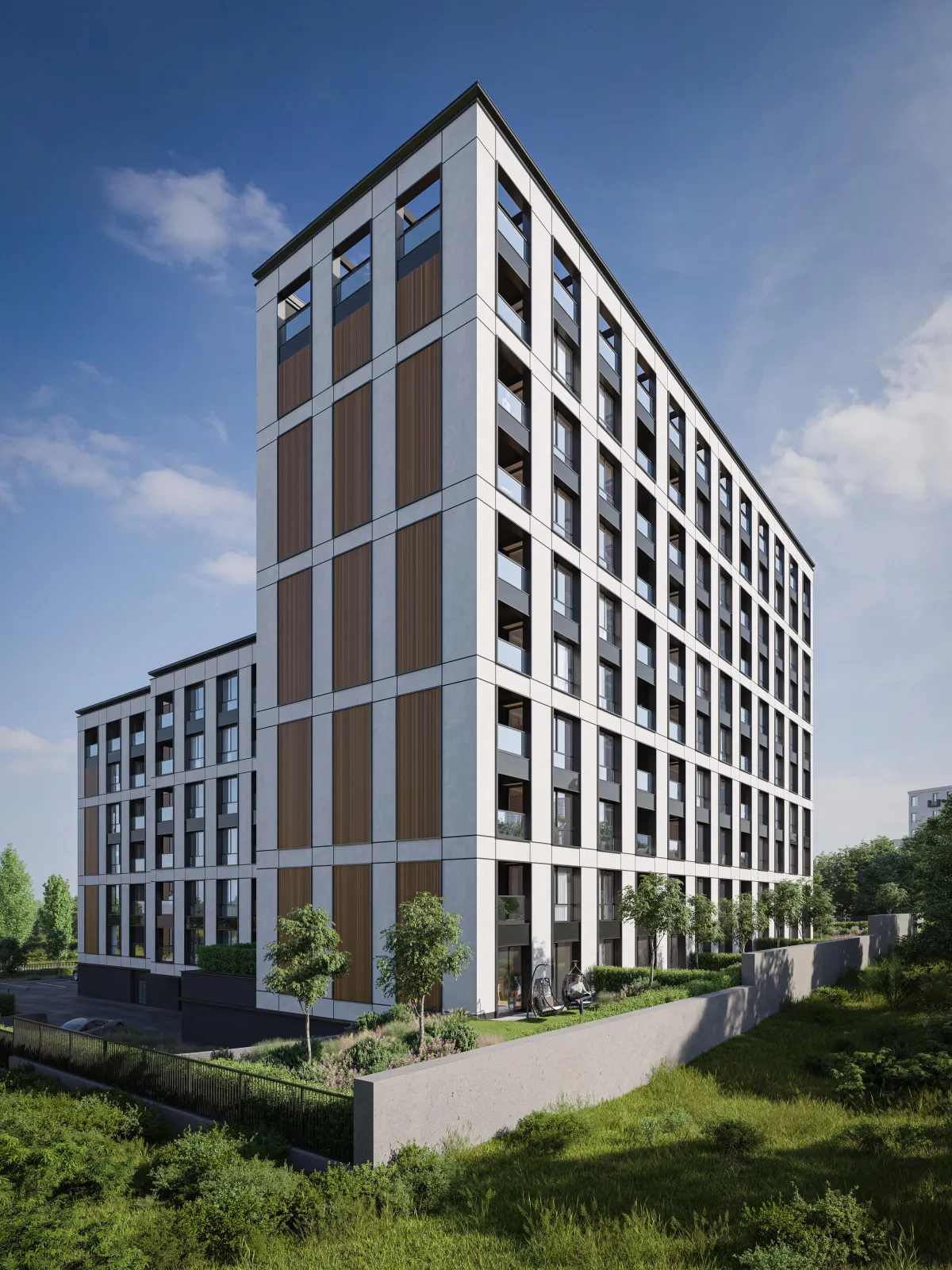 3D render of residential building in day time