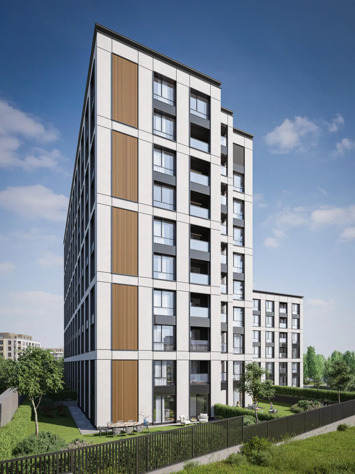 3D render of residential building in day time