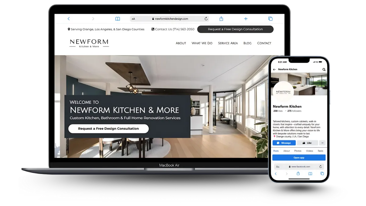 Newform Kitchens & More - Website & Social Mediaa