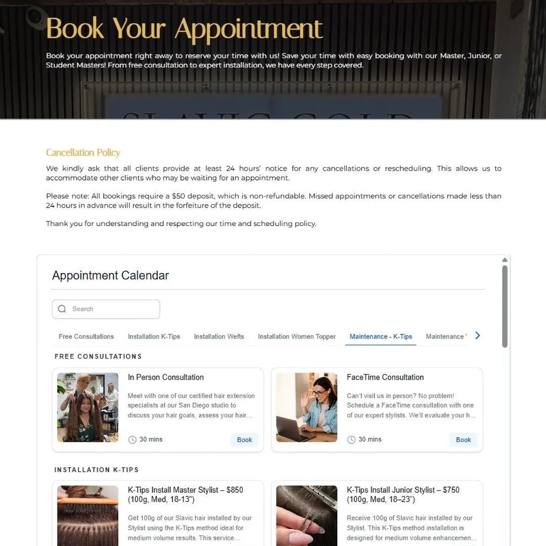 SD Hair Extension - Appointment Booking 
