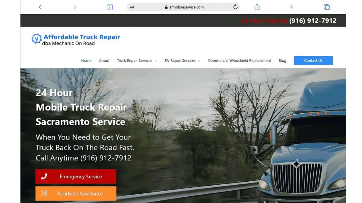 Affordable Truck Repair Inc. DBA Mechanic On Road - Website