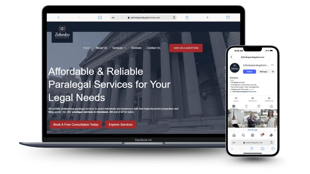 Zelenska Paralegal Services - Website & Social Media