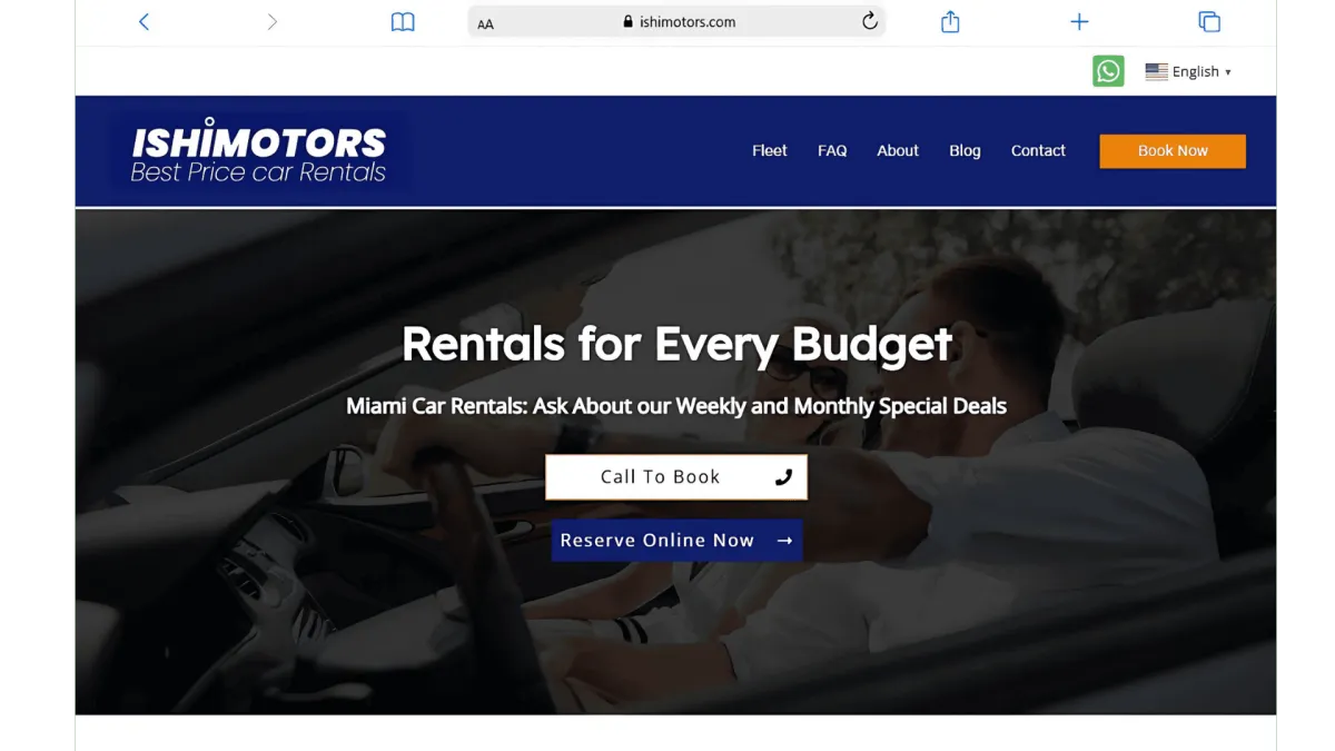 Ishimotors Car Rentals  - Website