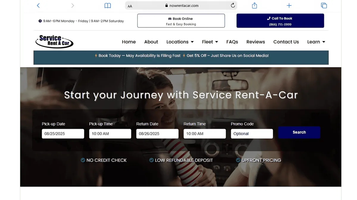 Service Rent A Car  - Website