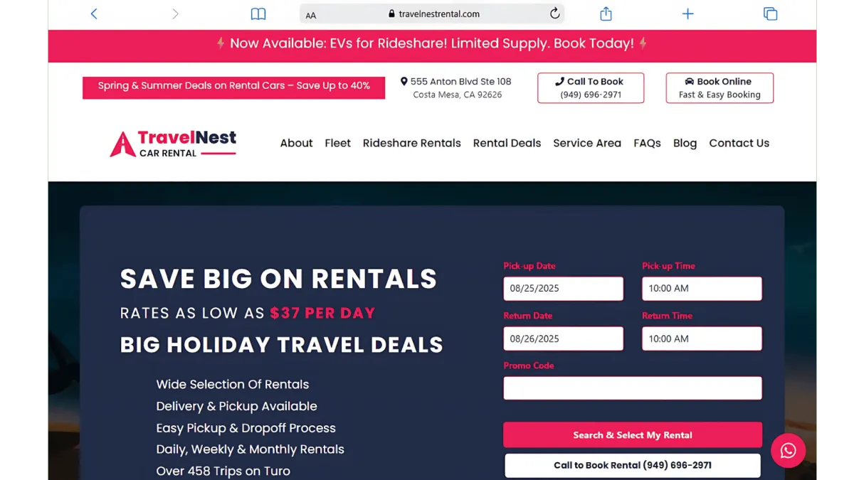 Travelnest Car Rental - Website
