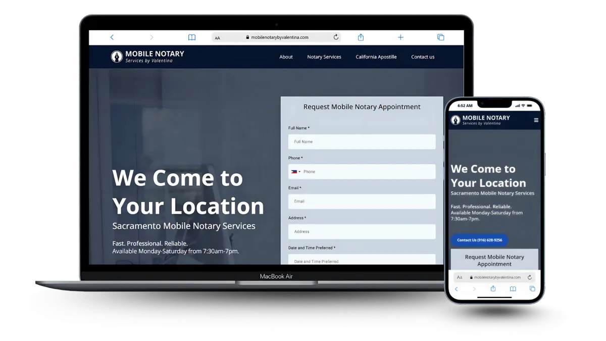 Mobile Notary Services by Valentina - Website 
