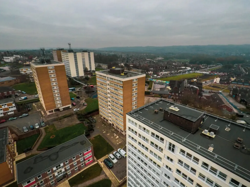 Social housing blocks viewed from above