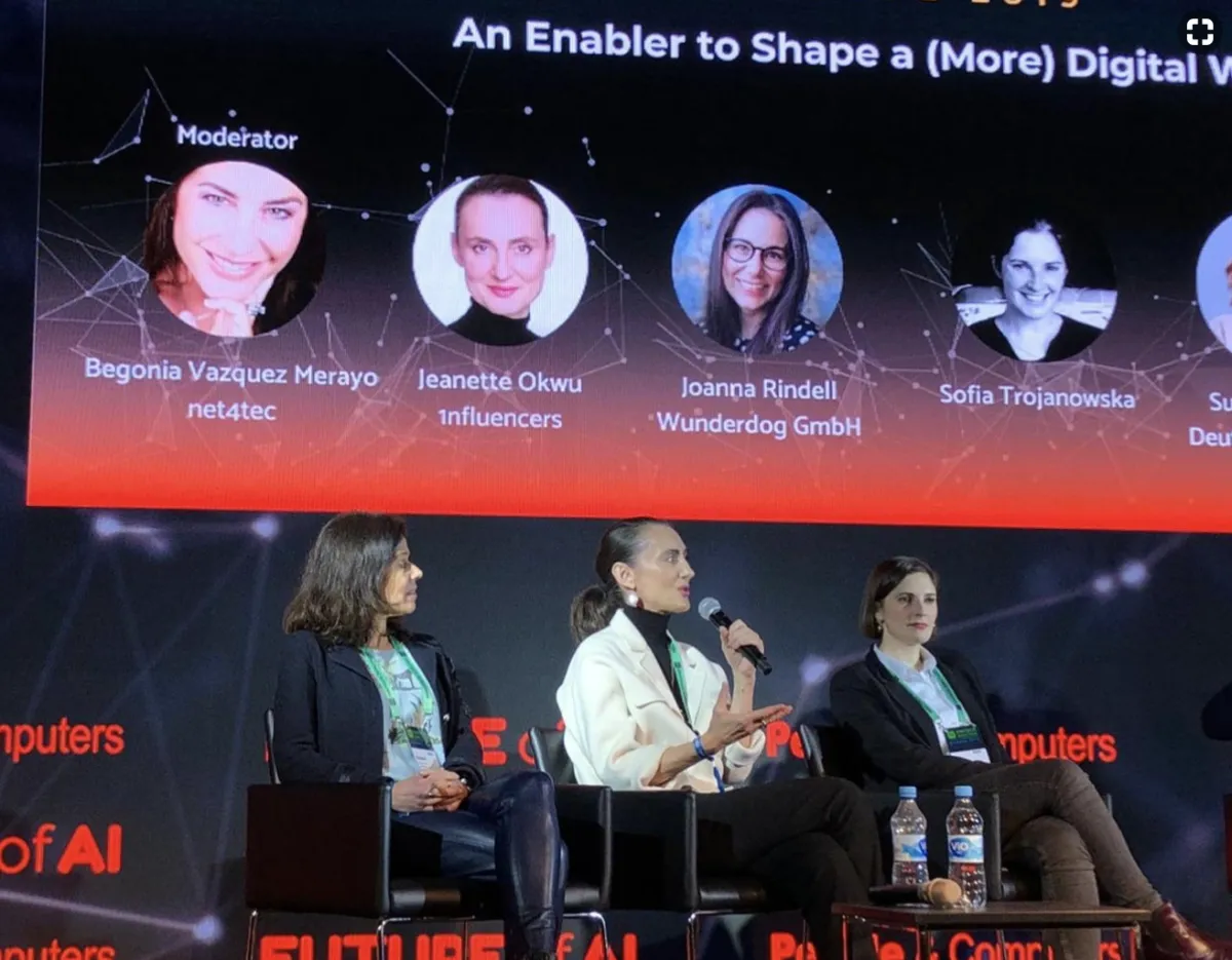 	Jeanette Okwu on the Future of AI panel alongside other speakers