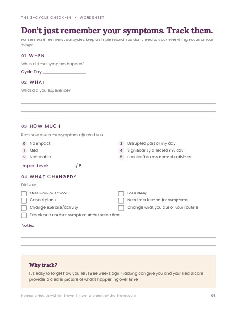 Mockup of two chart pages from the guide for 3-cycle check-in