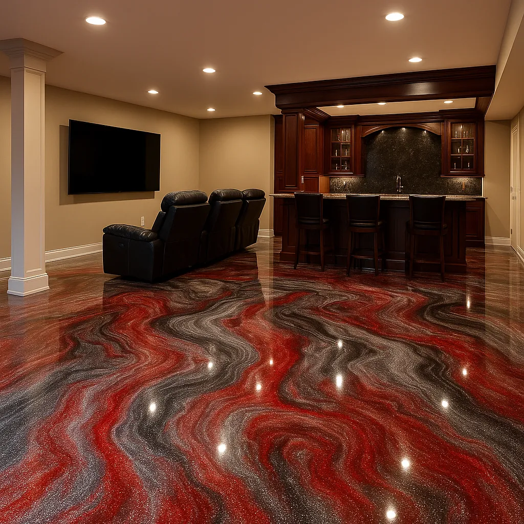 a wooden floor with a rug on it