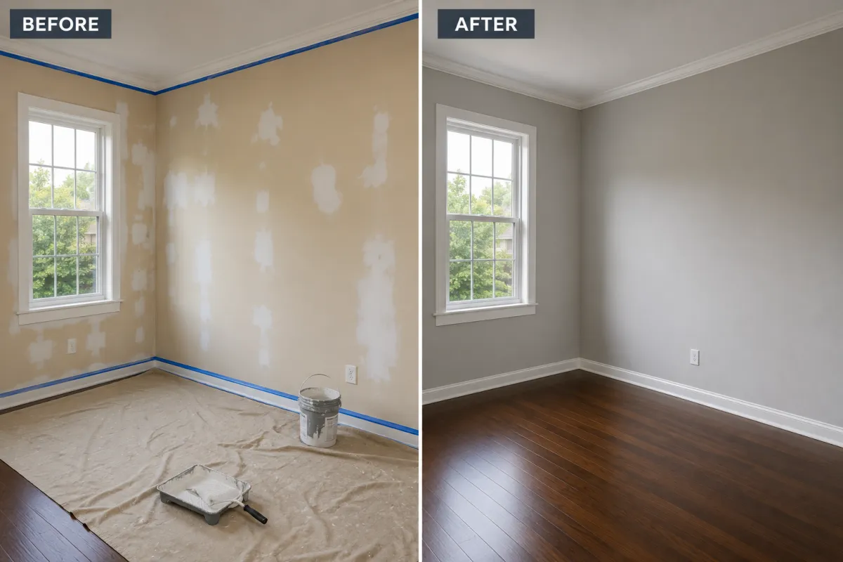 Before and after interior painting