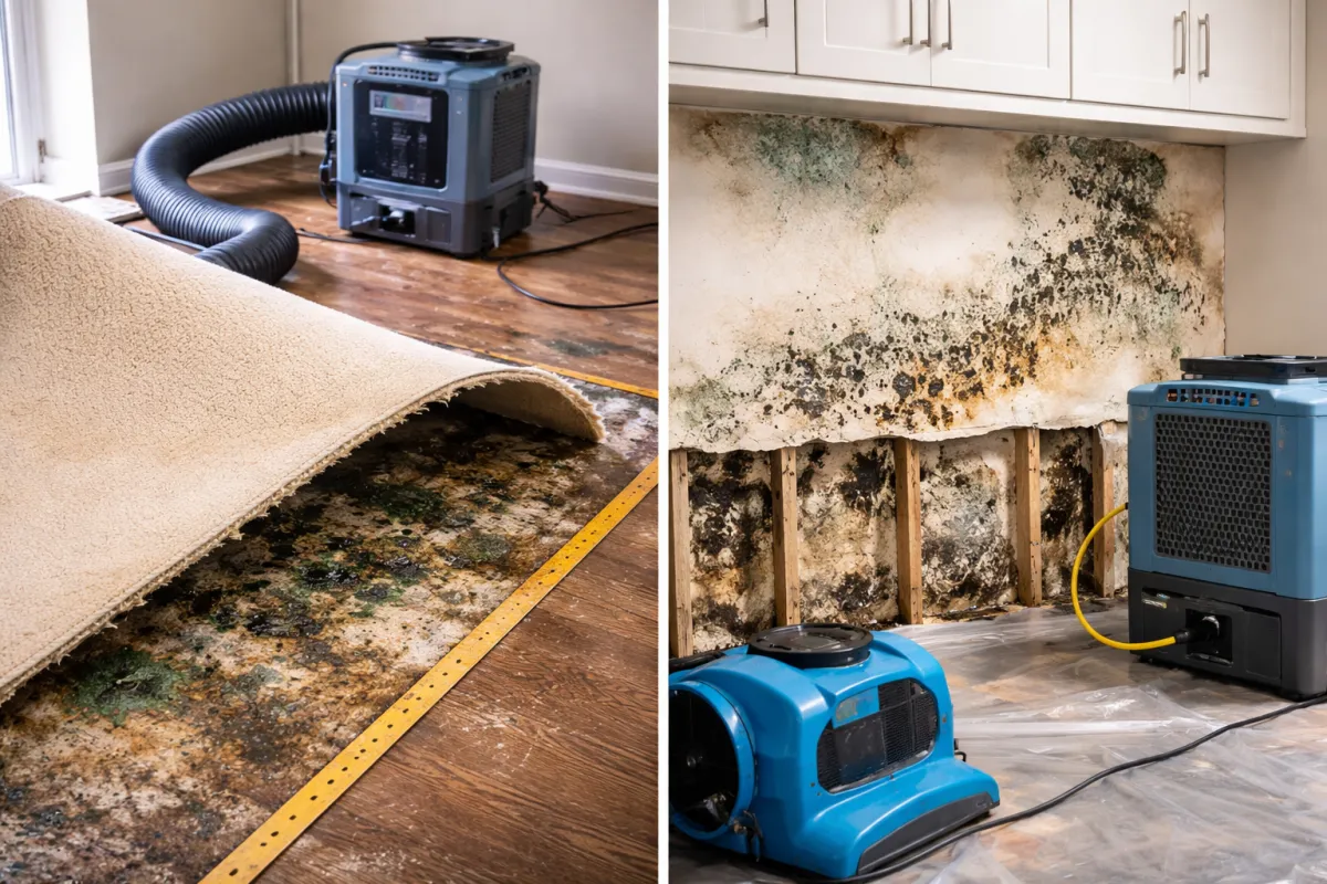 certified technician removing black mold from drywall