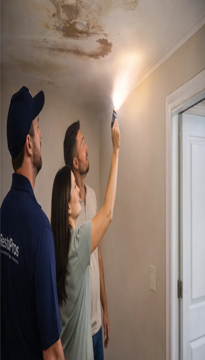 storm damage restoration crew tarping a roof in spring tx