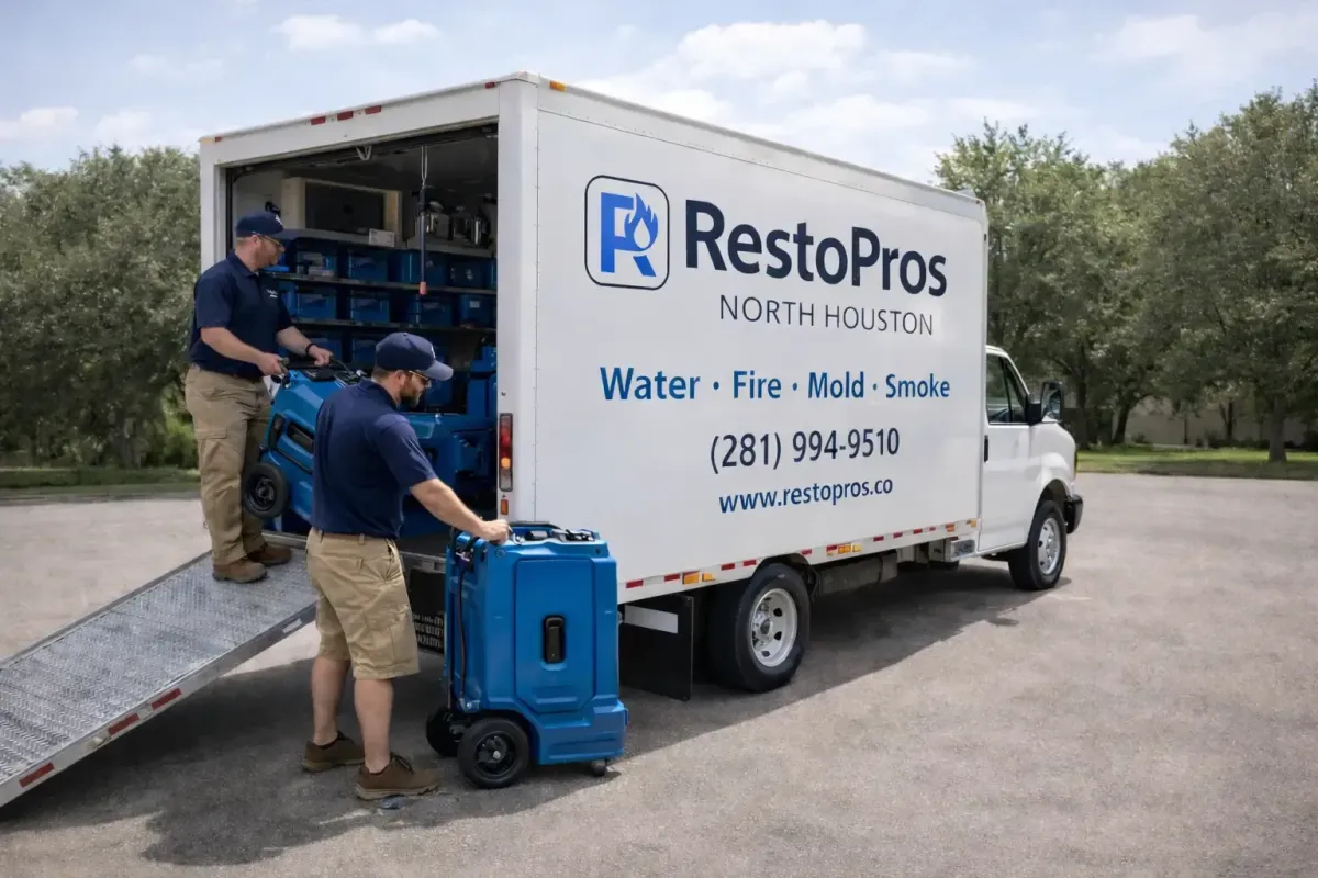 water damage restoration in progress in a spring tx home